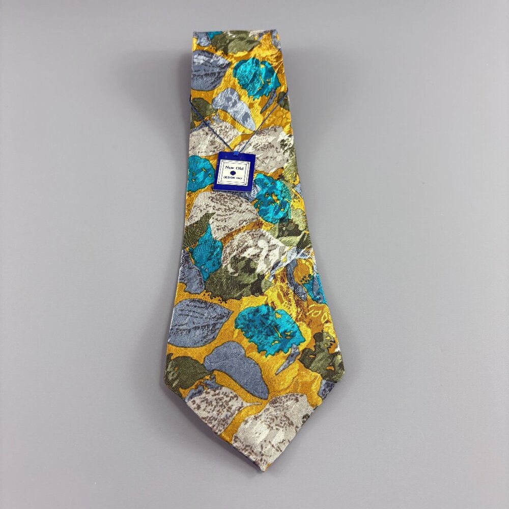 New Old Gold / Multi Floral Men's Tie 4' x 59" NWT